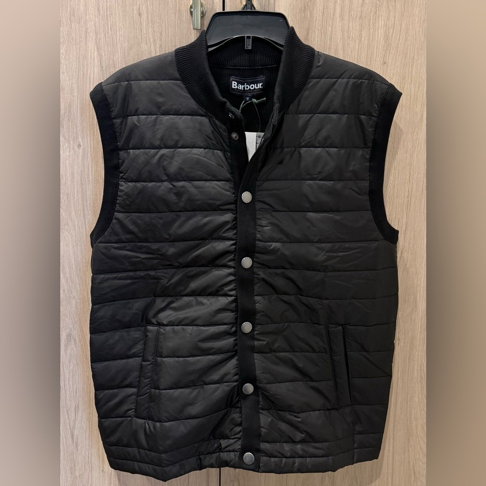 NWTs Barbour Men’s Mixed Media Essential Gilet/Vest. Black. Size XL - Picture 3 of 8